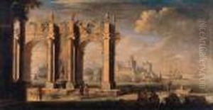 Figures Amongst Classical Ruins, A Port Beyond Figures Amongst Classical Ruins, A Port Beyond