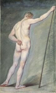 A Nude Holding A Stick, Seen From Behind A Nude Holding A Stick, Seen From Behind