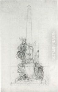 A Group Of Seven Drawings: A, B,
 C: Designs For A Monumentalobelisk And D, E, F, G: Four Studies For 
Book Illustrations