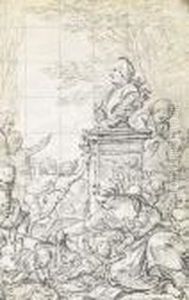 Frontispice Pour " L'emile Ou L'education " De Jean-jacquesrousseau by Charles-Nicolas I Cochin