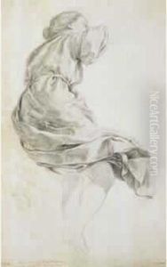 Figure Feminine Drapee Vue De Dos De Trois Quarts Vers La Droite,
 Etude Pour L'avenement De Louis Xv