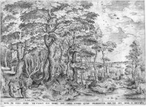 Landscape With Christ Tempted By The Devil (holl. 2) by Hieronymus Cock