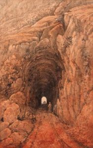 A Figure At The Entrance To A Mountain Tunnel by Cockburn, James Pattison