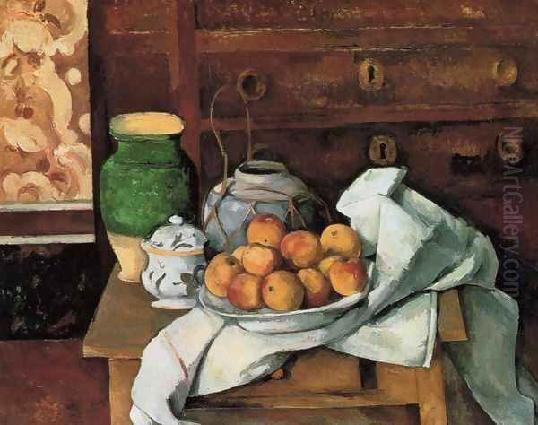 Vessels Fruit And Cloth In Front Of A Chest - view 1