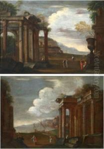 Veduta Di Porto Con Rovine Architettoniche E Marina Con Rovine by Nicolo Viviani Codazzi