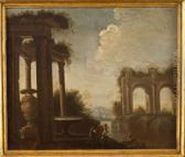 Paesaggio Fluviale Con Rovine E Figure - view 1