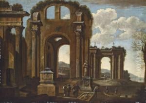 A Capriccio Of Classical Ruins With Figures by Nicolo Viviani Codazzi