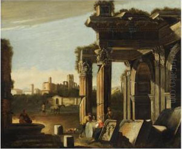 A Capriccio Of Classical Ruins With Peasants Resting - view 1
