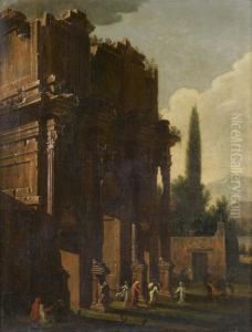 Arc De Triomphe Antique Anime De Personnages by Nicolo Viviani Codazzi