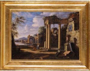 Coastal Landscape With Classical Ruins by Nicolo Viviani Codazzi