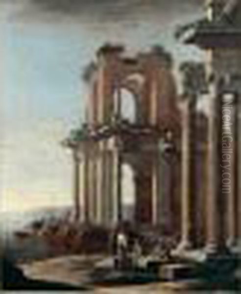 Ruines Antiques Pres Du Rivage, Animees De Marchands Turcs - view 1