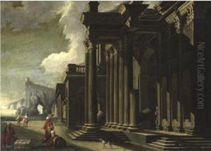 View Of A Port With Figures And Classical Architecture View Of A Port With Figures And Classical Architecture