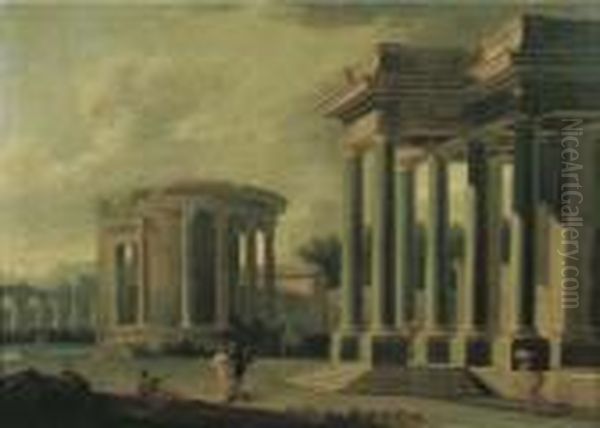 Tempio Di Vesta A Tivoli E Pronao Tuscanico Con Astanti - view 1