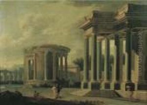 Tempio Di Vesta A Tivoli E Pronao Tuscanico Con Astanti