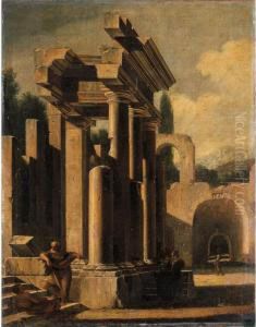 Veduta Ideata Con Architetture E Figure by Nicolo Viviani Codazzi