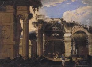 Adorazione Dei Pastori Entro Un Paesaggio Con Rovine Classiche by Domenico (Micco Spadaro) Gargiulo