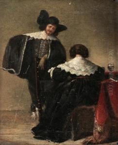 Hans Krets, Interior Med Elegant Par by Pieter Codde