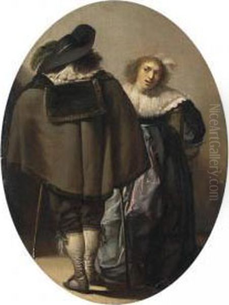 An Elegant Couple Conversing In An Interior - view 1