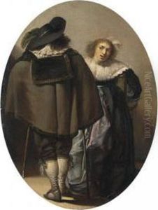An Elegant Couple Conversing In An Interior by Pieter Codde