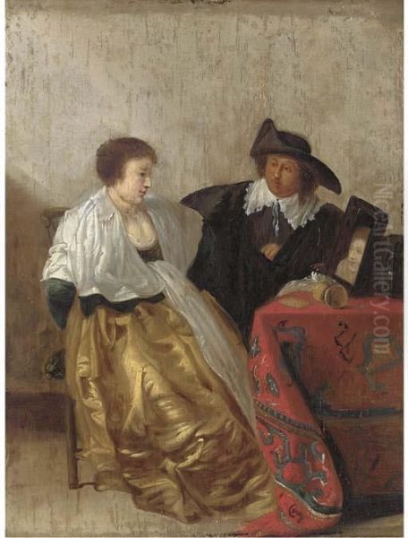 An Elegant Couple At A Dressing Table - view 1