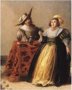 Interior With A Cavalier And His Lady by Pieter Codde
