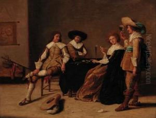 Elegant Company Smoking And Drinking In An Interior - view 1