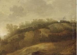 A Hillside Landscape With A House Beyond by Jan Coelenbier