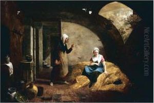 Women Seated In Cellar