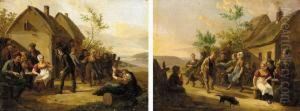 Merriment Outside The Tavern by Constantin Fidele Coene