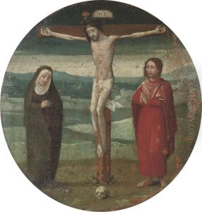 The Crucifixion With The Virgin And Saint John by Marcellus Coffermans