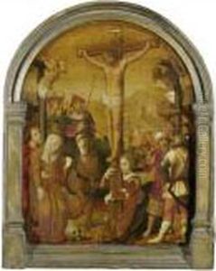 Crucifixion Scene - Central Section Of A Triptych