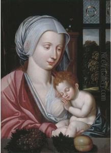 The Virgin And Child In An Interior, A Landscape Beyond - view 1