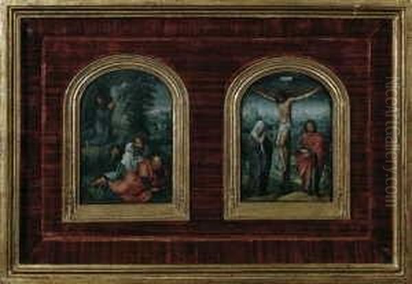 Zwei Gemalde (diptychon). 1. 
Christus Und Die Schlafenden Junger Am Olberg. 2. Die Kreuzigung 
Christi. - view 1