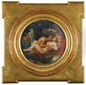 Nymphe Surprise Par Un Satyre by Francesco Coghetti