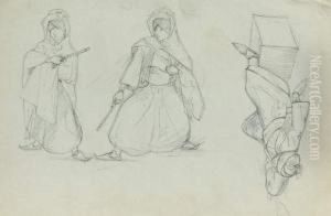 Etude De Personnages Orientaux by Leon Cogniet