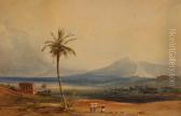Extensive Greek Landscape With Figures Near A Temple - view 1