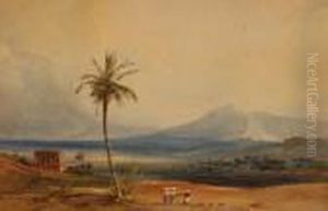 Extensive Greek Landscape With Figures Near A Temple by Jules Louis Phillipe Coignet