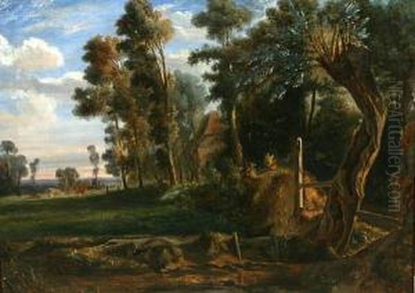 Cattle By A Woodland Cottage - view 1