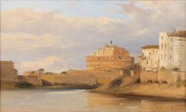 Vue Du Chateau Saint Ange Sur Le Tibre
Papier Maroufle Sur Toile - view 1