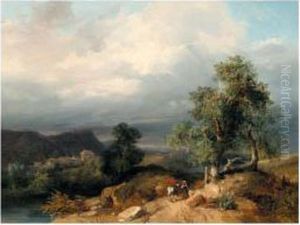 Italianate Landscape With A Woman And A Rider
