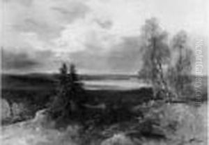 Paysage, Foret De Fontainebleau. by Jules Louis Phillipe Coignet