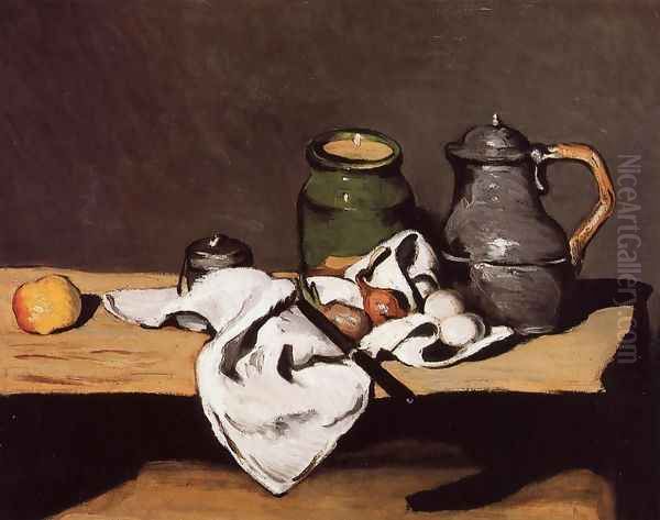 Still Life with Green Pot and Pewter Jug - view 1