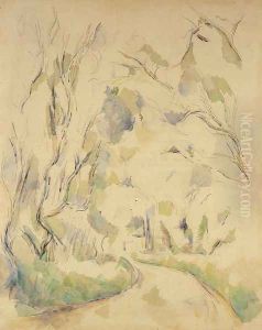 Well By The Winding Road In The Park Of Chateau Noir by Paul Cezanne