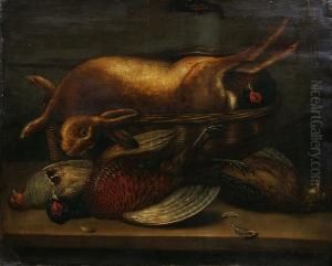Pheasant, Partridge And Hare In A Larder