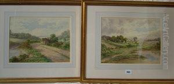 Country Landscapes With Cottages, River And A Lake - view 1
