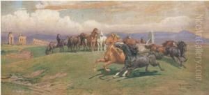 Cavalli Nella Campagna Romana by Francesco Coleman