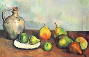 Still life, jug and fruits by Paul Cezanne