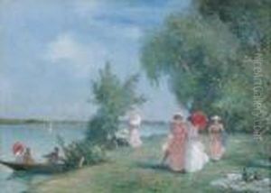 Un Dimanche Sur Les Bords De Seine by Gustave Colin