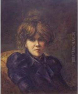Portrait D Une Elegante Huile Sur Panneau Signe En Bas A Droite 55