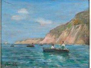 Les Pecheurs Au Large De Fontarabie by Gustave Colin